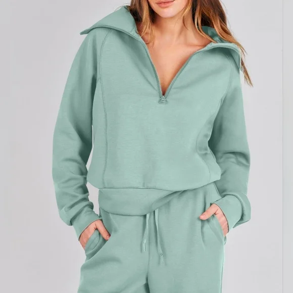 Mint Green Wide-Leg Lounge Set – Size Large - Picture 3 of 8